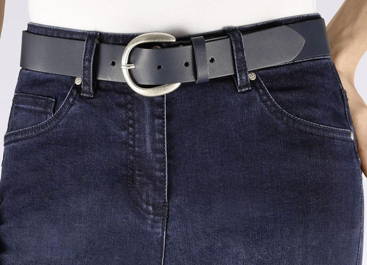 Sonstiges - Modischer Damen-Gürtel aus Leder, 3,5 cm breit, in Größe 100 bis 120, in Farbe MARINE Ansicht 2