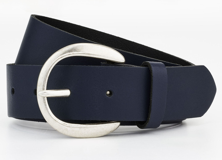 Sonstiges - Modischer Damen-Gürtel aus Leder, 3,5 cm breit, in Größe 100 bis 120, in Farbe MARINE Ansicht 1