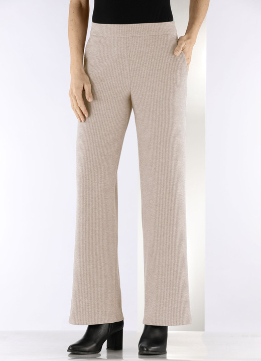 Hosen - Hose in Palazzo-Form, in Größe 018 bis 054, in Farbe BEIGE MELIERT Ansicht 3