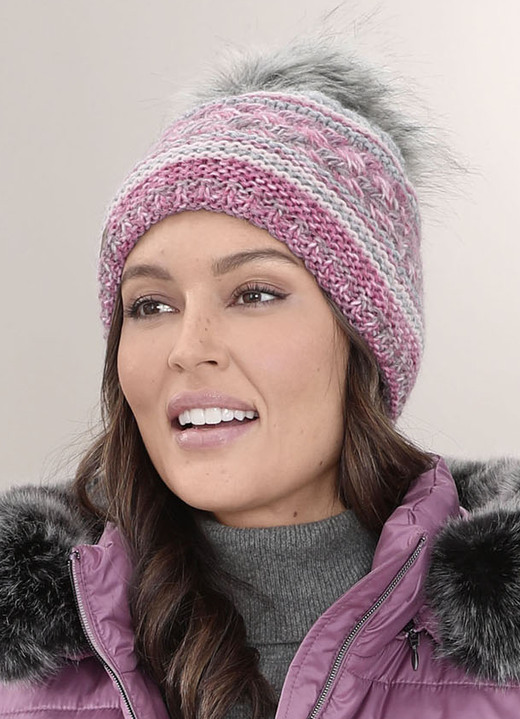 Mützen & Hüte - Interessante Damen-Mütze, mit Bommel, in Farbe ROSA Ansicht 2