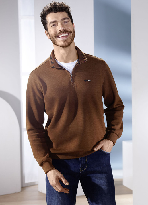 Hemden, Pullover & Shirts - Troyer von „Milano Italy“ Hemden, Pullover & Shirts - Troyer von „Milano Italy“, in Größe 3XL (64/66) bis XXL (60/62), in Farbe MITTELBRAUN MELIERT