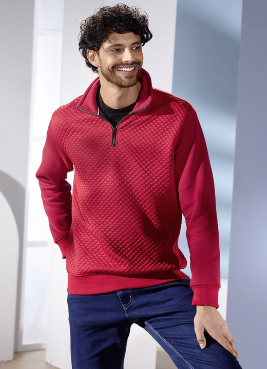 Hemden, Pullover & Shirts - Troyer in 2 Farben, in Größe 046 bis 062, in Farbe DUNKELROT Ansicht 1
