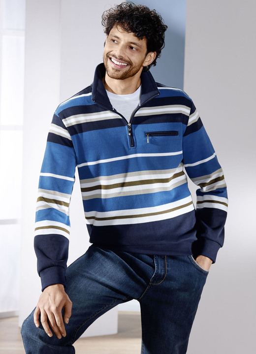 Hemden, Pullover & Shirts - Troyer mit Brusttasche, in Größe 046 bis 062, in Farbe ROYALBLAU-MARINE-WEISS