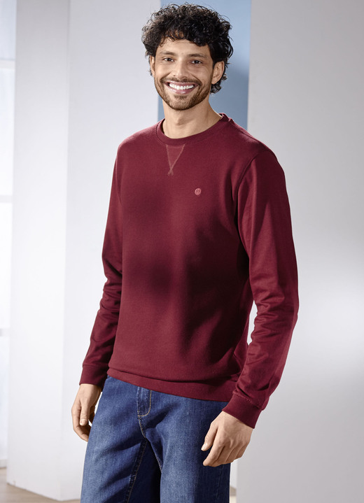 Hemden, Pullover & Shirts - Sweatshirt in 3 Farben Ansicht 2 Hemden, Pullover & Shirts - Sweatshirt in 3 Farben, in Größe 3XL (64/66) bis XXL (60/62), in Farbe BORDEAUX Ansicht 2