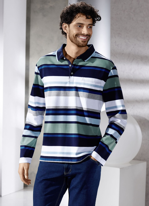 Hemden, Pullover & Shirts - Poloshirt mit Seitenschlitzen, in Größe 046 bis 062, in Farbe DUNKELROT-MARINE-TERRA Ansicht 2
