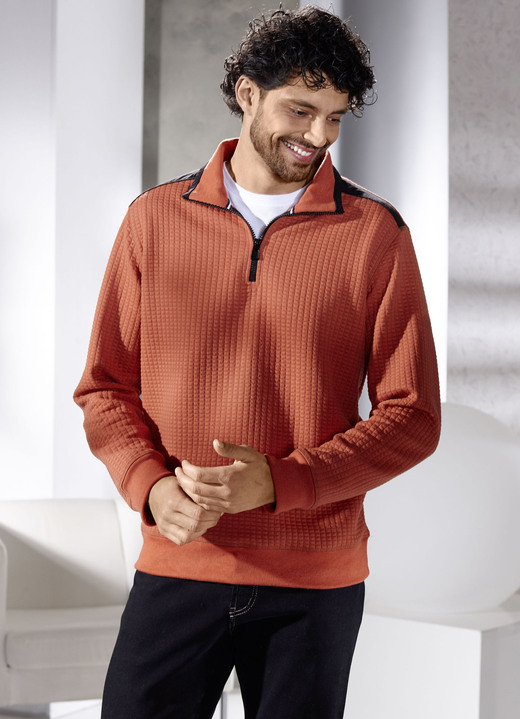 Hemden, Pullover & Shirts - Troyer mit Strukturdessin, in Größe 046 bis 062, in Farbe TERRA Ansicht 2