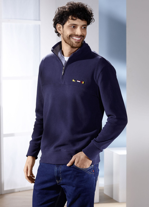 Hemden, Pullover & Shirts - Fleecetroyer in 3 Farben, in Größe 046 bis 064, in Farbe MARINE Ansicht 1