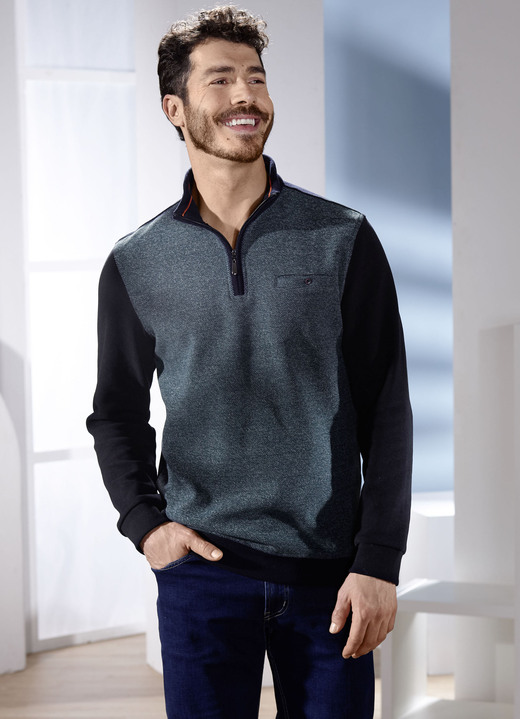 Hemden, Pullover & Shirts - Troyer von „Milano Italy“ Hemden, Pullover & Shirts - Troyer von „Milano Italy“, in Größe 3XL (64/66) bis XXL (60/62), in Farbe DUNKELBLAU MELIERT-MARINE