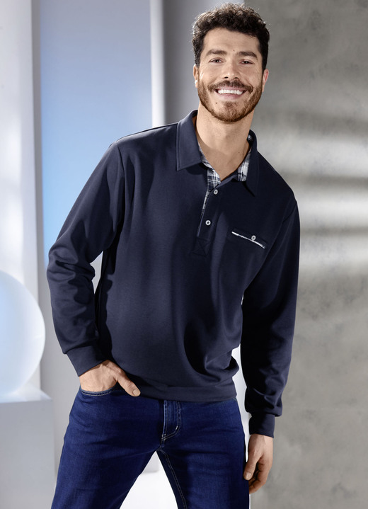 Hemden, Pullover & Shirts - Poloshirt in 3 Farben, in Größe 046 bis 062, in Farbe DUNKELBLAU Ansicht 1