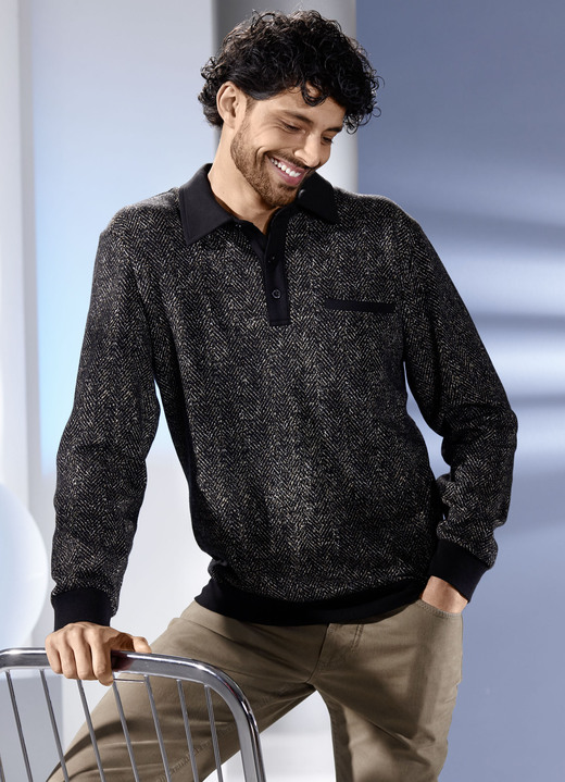 Hemden, Pullover & Shirts - Poloshirt mit Brusttasche Hemden, Pullover & Shirts - Poloshirt mit Brusttasche, in Größe 046 bis 064, in Farbe SCHWARZ-BEIGE