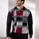 Hemden, Pullover & Shirts - Sportiver Polopullover in 2 Farben, in Größe 046 bis 062, in Farbe SCHWARZ-ROT-GRAU MELIERT