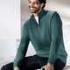 Hemden, Pullover & Shirts -  Unifarbener Stehkragenpullover in 3 Farben, in Größe 046 bis 062, in Farbe PETROL – Farbe PETROL – Ansicht 1