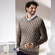 Hemden, Pullover & Shirts -  Melierter V-Pullover, in Größe 046 bis 062, in Farbe BEIGE-BRAUN MELIERT – Farbe BEIGE-BRAUN MELIERT – Ansicht 3