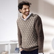 Hemden, Pullover & Shirts -  Melierter V-Pullover, in Größe 046 bis 062, in Farbe BEIGE-BRAUN MELIERT – Farbe BEIGE-BRAUN MELIERT – Ansicht 2
