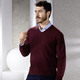 Hemden, Pullover & Shirts - Unifarbener V-Pullover in 4 Farben, in Größe L(52/54) bis XL(56/58), in Farbe DUNKELBLAU MELIERT