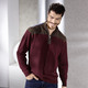 Hemden, Pullover & Shirts - Stehkragenpullover mit Strukturmix, in Größe 046 bis 062, in Farbe WEINROT-BRAUN MELIERT – Farbe WEINROT-BRAUN MELIERT – Ansicht 2