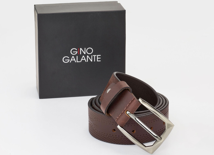 Accessoires    - Gino Galante, Herren-Gürtel, 4 cm breit, in Größe 110 bis 130, in Farbe BRAUN Ansicht 1