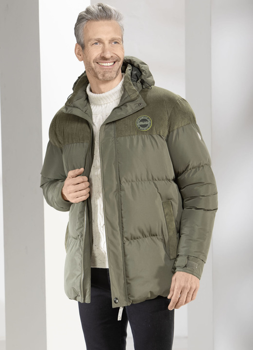 Sakkos & Jacken - Steppjacke mit Cordbesatz Sakkos & Jacken - Steppjacke mit Cordbesatz, in Größe 3XL (58) bis XXL (56), in Farbe OLIV