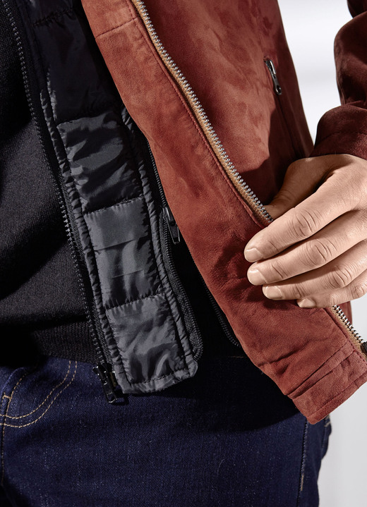 Ledermode - Lederkurzjacke mit Innentaschen, in Größe 048 bis 062, in Farbe ZIEGELROT Ansicht 2