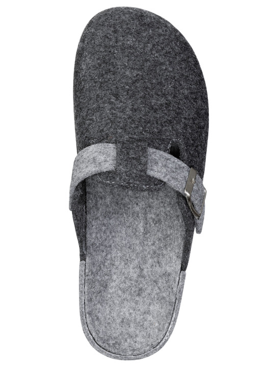 Hausschuhe - Klassische Herren-Hausschuhe, aus Wollfilz, in Größe 041 bis 046, in Farbe GRAU Ansicht 2