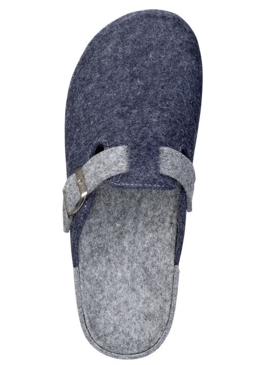 Hausschuhe - Klassische Herren-Hausschuhe, aus Wollfilz, in Größe 041 bis 046, in Farbe MARINE Ansicht 2