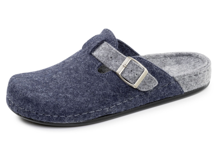 Hausschuhe - Klassische Herren-Hausschuhe, aus Wollfilz, in Größe 041 bis 046, in Farbe MARINE Ansicht 1