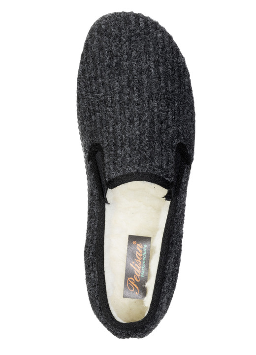 Mode - Gefütterte Herren-Hausschuhe, mit Schurwolle, in Größe 040 bis 046, in Farbe SCHWARZ Ansicht 2