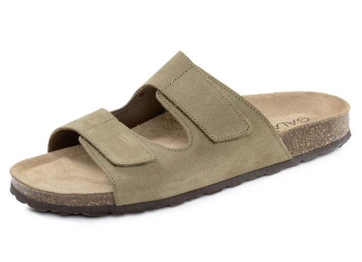 Mode - GINO GALANTE, klassiche Herren-Pantoletten, Weite H, mit Klettverschluss, in Größe 040 bis 046, in Farbe BRAUN Ansicht 4