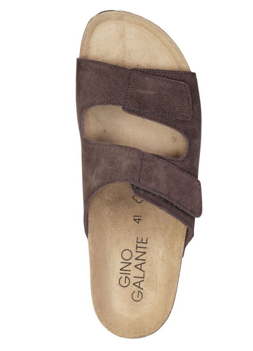 Mode - GINO GALANTE, klassiche Herren-Pantoletten, Weite H, mit Klettverschluss, in Größe 040 bis 046, in Farbe BRAUN Ansicht 2