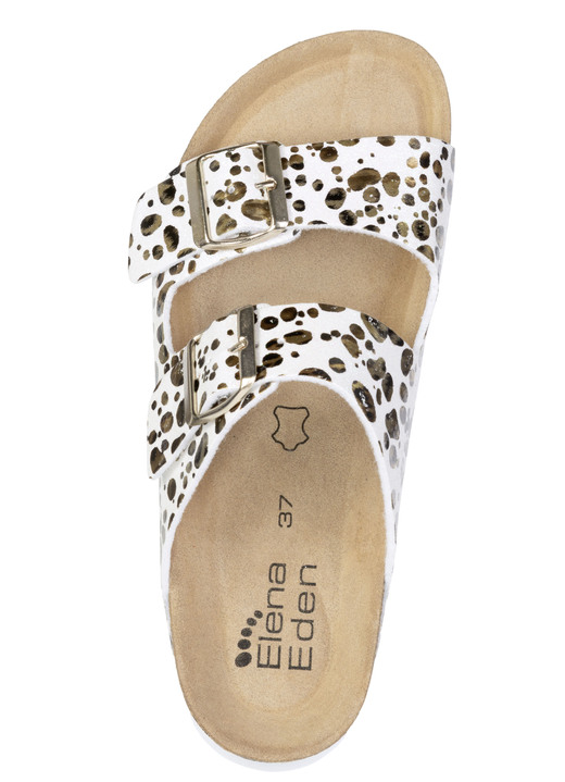 Komfortschuhe - ELENA EDEN, trendige Damen-Pantoletten, Weite H, mit Klettspangen, in Größe 036 bis 042, in Farbe CREME-BRONZE Ansicht 2