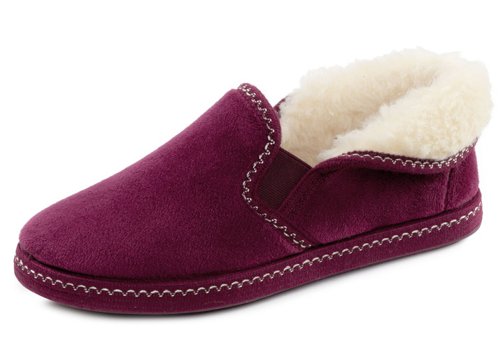 Hausschuhe - Laurina, warme Damen-Hausschuhe, mit Gummizug, in Größe 036 bis 042, in Farbe FLIEDER Ansicht 13