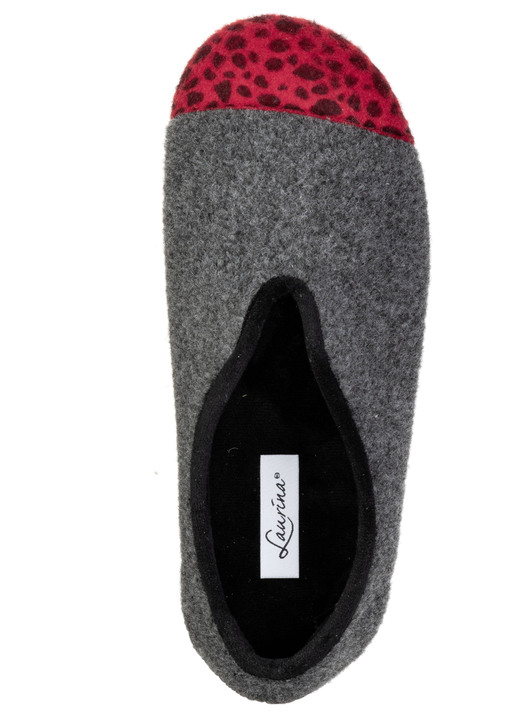 Hausschuhe - Laurina, trendige Damen-Hausschuhe, Weite H, mit Leo-Druck, in Größe 036 bis 042, in Farbe ANTHRAZIT-GRAU Ansicht 5