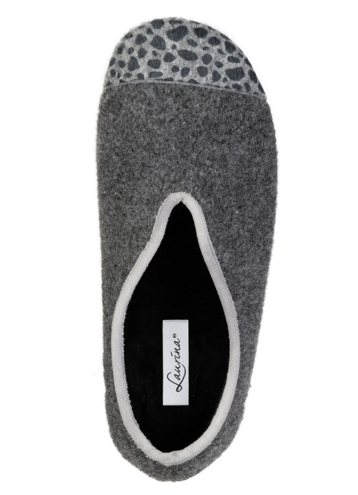 Mode - Laurina, trendige Damen-Hausschuhe, Weite H, mit Leo-Druck, in Größe 036 bis 042, in Farbe ANTHRAZIT-GRAU Ansicht 2