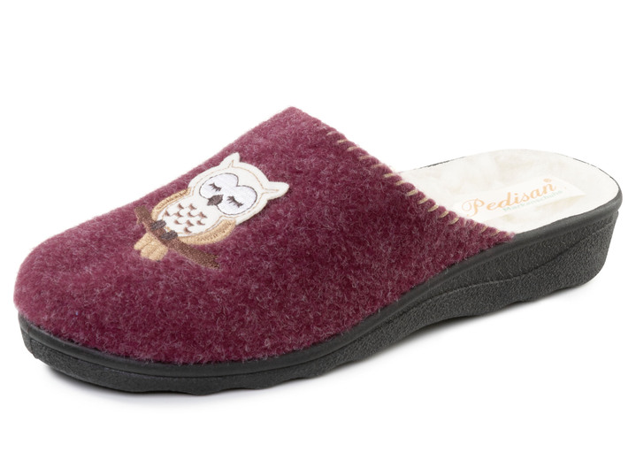 Hausschuhe - Gefütterte Damen-Hausschuhe, mit Schurwolle, in Größe 036 bis 042, in Farbe MARINE Ansicht 4