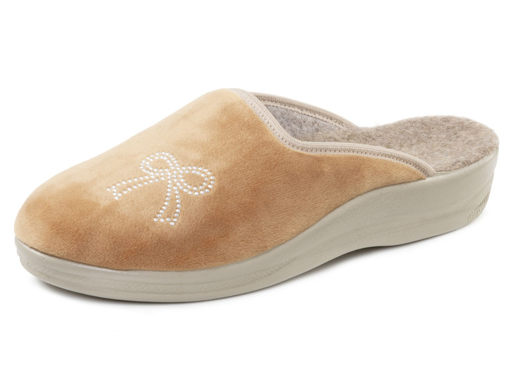 Hausschuhe - Zweierpack, klassische Damen-Hausschuhe, Weite G, mit funkelnden Glitzersteinchen, in Größe 036 bis 041, in Farbe 1X BORDEAUX, 1X CAMEL Ansicht 5