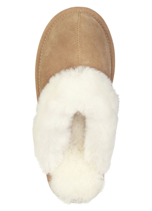 Hausschuhe - ELENA EDEN, warme Damen-Hausschuhe, mit Lammfell, in Größe 036 bis 042, in Farbe CAMEL Ansicht 2