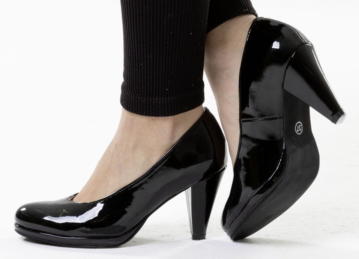 Pumps & Ballerina - Andrea Conti, schicke Damen-Pumps, aus glänzendem Lackmaterial, in Größe 036 bis 042, in Farbe SCHWARZ Ansicht 4