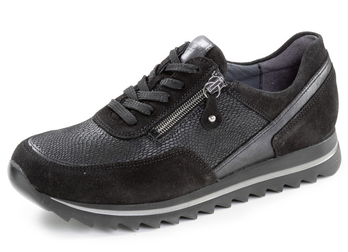 Slipper & Schnürschuhe - Waldläufer, bequeme Damen-Sneaker, Weite H, mit herausnehmbarem Fußbett, in Größe 3 1/2 bis 8, in Farbe SCHWARZ Ansicht 1