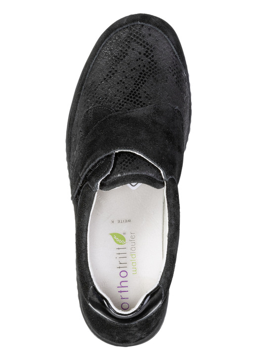 Slipper & Schnürschuhe - Waldläufer, bequeme Damen-Slipper, Weite K, mit herausnehmbarem Fußbett, in Größe 4 bis 8 1/2, in Farbe SCHWARZ Ansicht 2