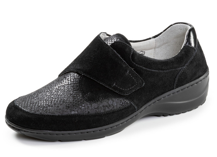 Slipper & Schnürschuhe - Waldläufer, bequeme Damen-Slipper, Weite K, mit herausnehmbarem Fußbett, in Größe 4 bis 8 1/2, in Farbe SCHWARZ Ansicht 1