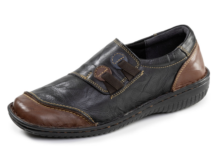 Slipper & Schnürschuhe - ELENA EDEN, klassische Damen-Slipper, Weite G, mit herausnehmbarem Fußbett, in Größe 036 bis 043, in Farbe SCHWARZ-BRAUN Ansicht 1