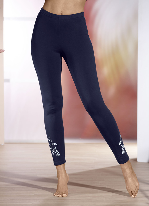 Freizeithosen - Zweierpack Leggings in langer Form, in Größe 036 bis 054, in Farbe 1X SCHWARZ, 1X MARINE Ansicht 1