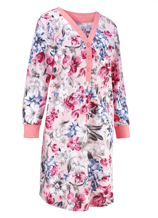 Nachthemden - Zweierpack Nachthemden, kürzer geschnitten mit Knopfleiste , in Größe 036 bis 054, in Farbe 1X KORALLE, 1X KORALLE-BUNT Ansicht 5