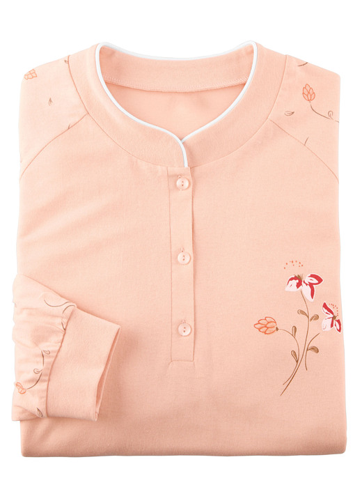 Nachthemden - Nachthemd, Langarm mit Bündchen und Knopfleiste, in Größe 036 bis 058, in Farbe BLEU Ansicht 4