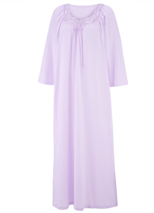 Nachthemden - Nachthemd, knöchellang und Stickereispitze , in Größe 038 bis 056, in Farbe FLIEDER Ansicht 2
