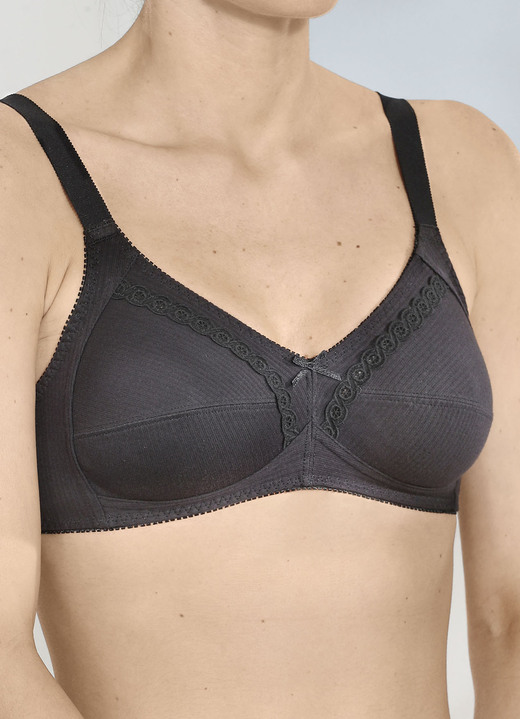 Mode - Naturana Zweierpack  BH mit dekorativem Spitzenband in den Cups, in Größe 075 bis 100, in Cup B, in Farbe 2X WEISS Ansicht 8