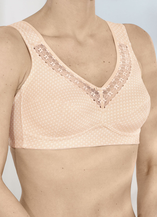 Soft-BH - Susa BH mit Elastikspitze am Dekolleté, in Größe 080 bis 120, in Cup B, in Farbe PUDER Ansicht 3