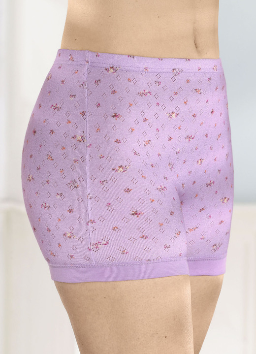 Slips - Viererpack Schlüpfer mit feinerm Ajour-Dessin, in Größe 038 bis 056, in Farbe 2X FLIEDER, 2X APRICOT Ansicht 1