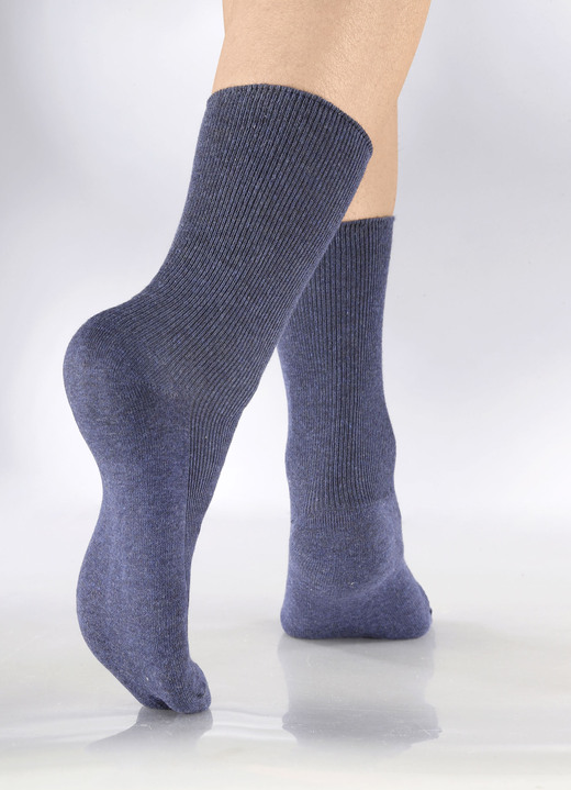 Strümpfe - Sechserpack Socken mit druckfreiem Bund, in Größe 1(Schuhgr.35-38) bis 3 (Schuhgr.43-46), in Farbe 2X JEANSBLAU MEL., 2X INDIGOBLAU MEL., 2X MARINE Ansicht 1