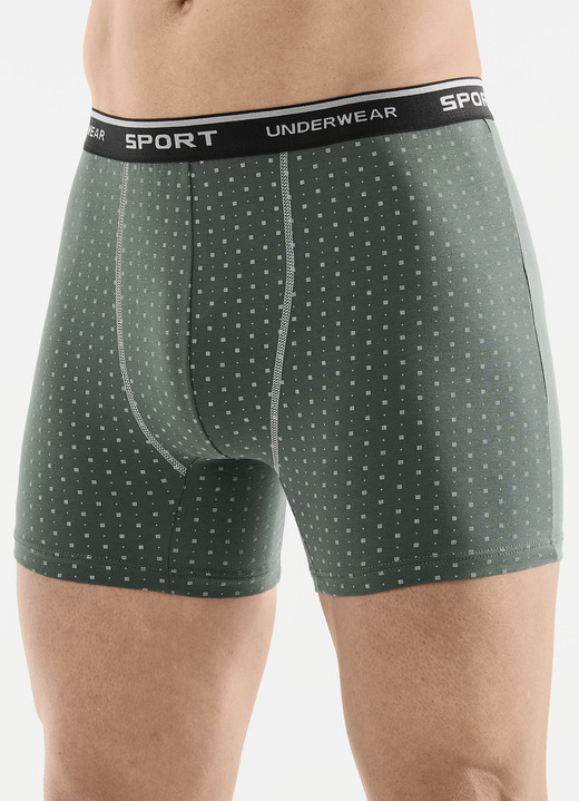 Unterwäsche - Dreierpack Pants mit Alloverdessin, in Größe 005 bis 011, in Farbe 2X KHAKI-GRAU, 1X SCHWARZ-GRAU Ansicht 1